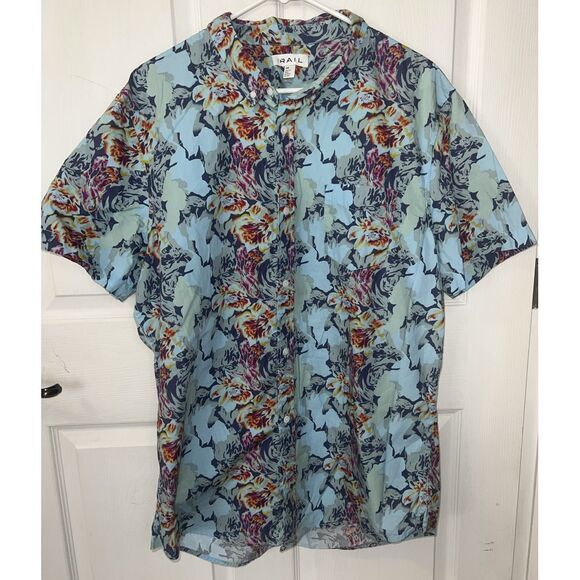 The Rail Men's Size XXL Button Up Shorts Sleeve Multicolor Floral Hawaiian Shirt - Picture 1 of 7